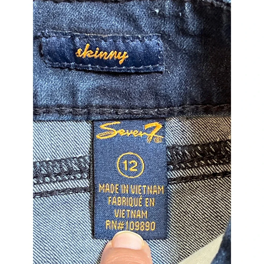 Seven7 Womens Skinny Crop Jeans Dark Wash Denim Boho Preppy Size 12